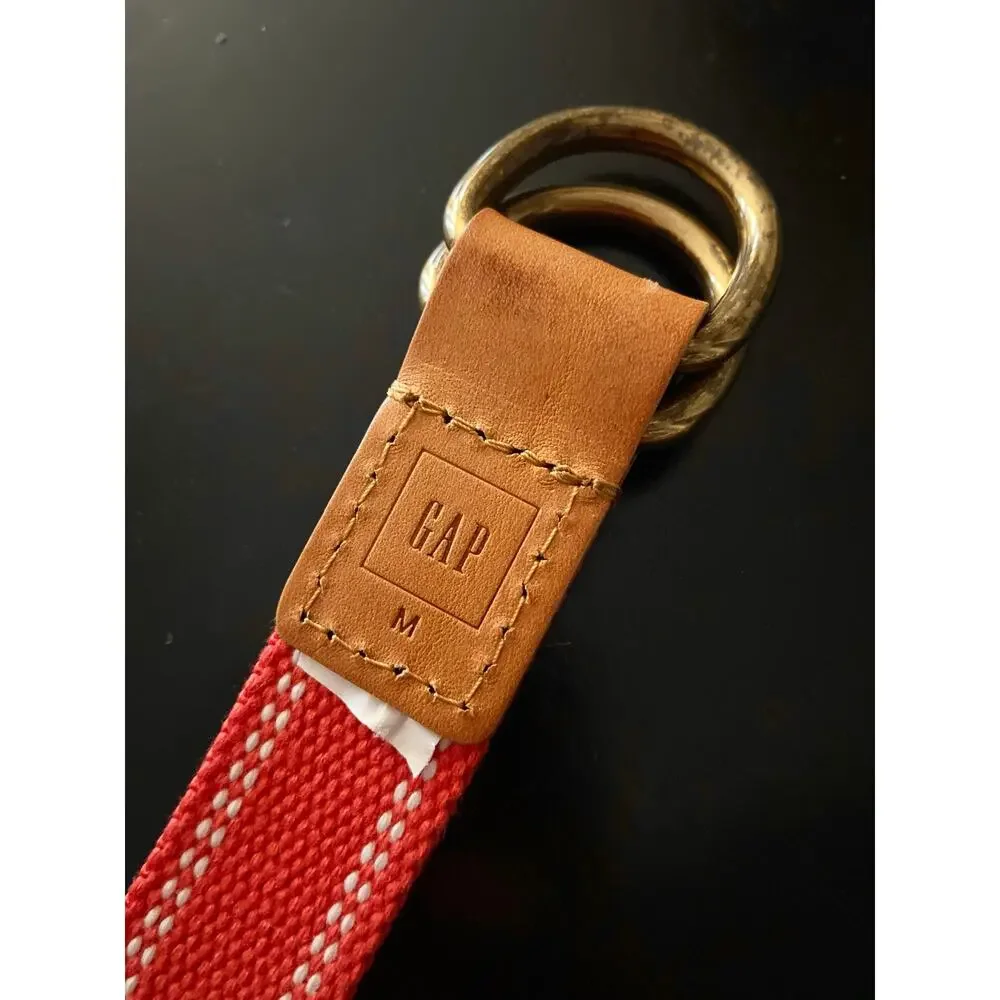 GAP Coral Red Fabric Belt w/Leather Trim Womens sz M